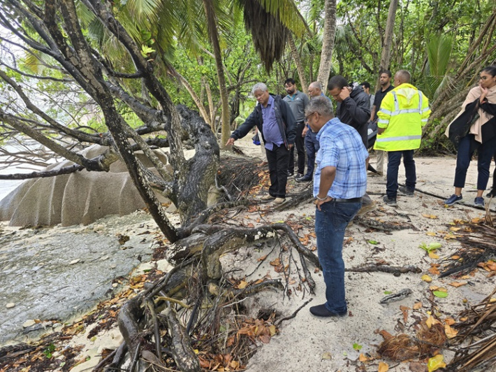 President assesses coastal protection efforts on Praslin and La Digue