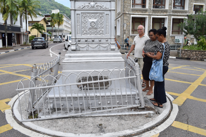 Clock tower barrier damaged in road accident