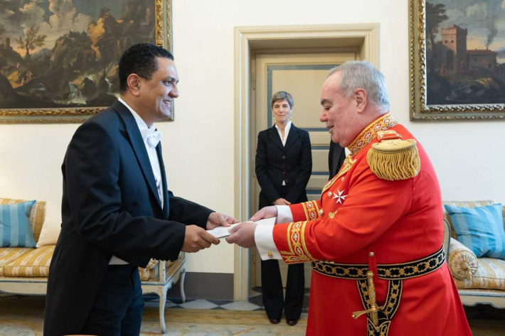 Ambassador Racombo presents credentials to the Prince and Grand Master of the Sovereign Military Order of Malta   