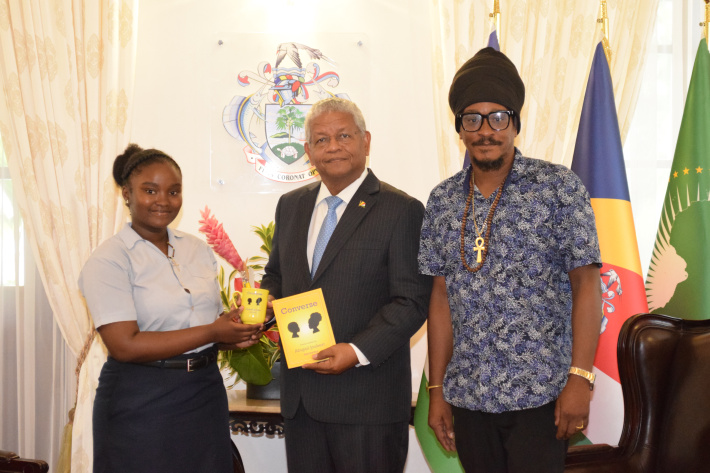 Young poet Abigail Joubert meets President Ramkalawan