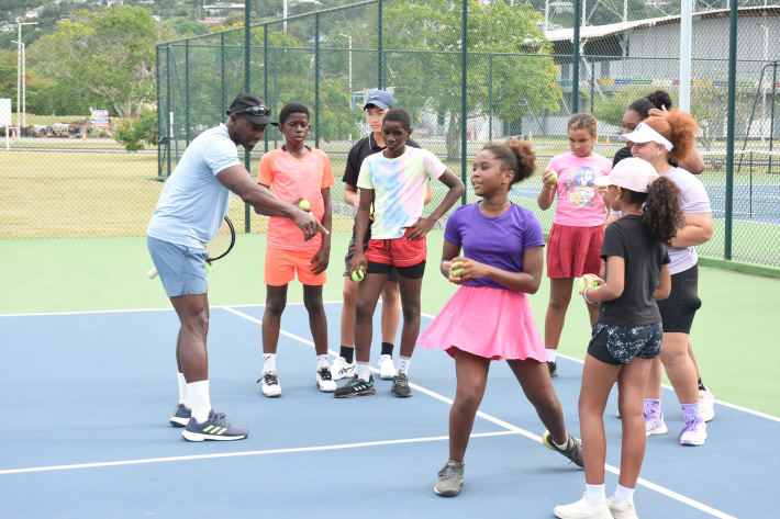 Seychellois ITF Level 2 coach Benedict Ethève runs training sessions