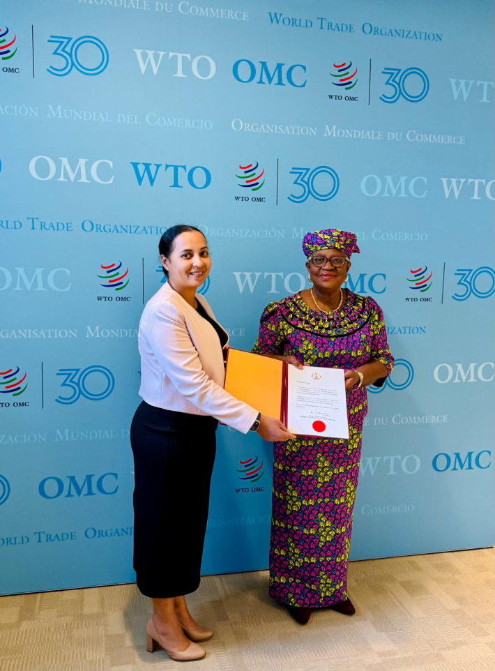 Ambassador Cillia Mangroo presents credentials to the director general of the World Trade Organisation in Geneva