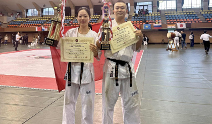 Chinese duo trained as Uchi Deshis in Seychelles crowned in karate championships in Japan