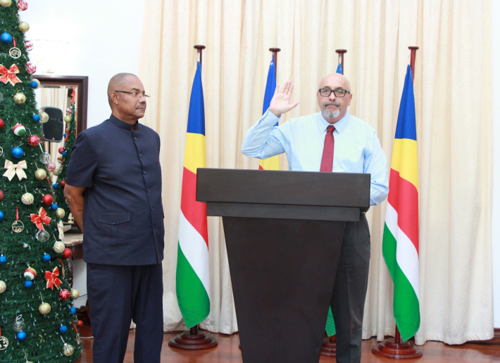Sabry Khan sworn in as director general of the Seychelles Intelligence Services