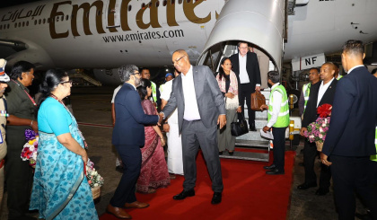 President Herminie arrives  in India on official state visit