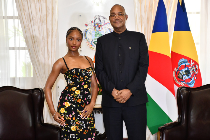 President Herminie welcomes Ayra Starr ahead of her jubilee performance