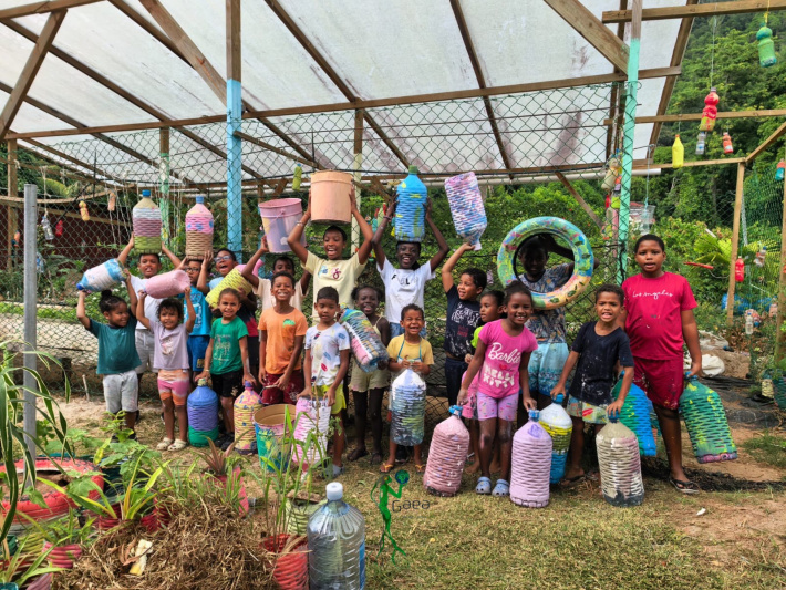 Students learn sustainable gardening techniques at Bel Ombre community garden
