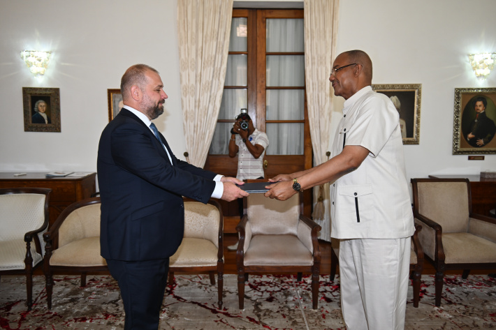 President Herminie receives credentials of Slovak ambassador Maroš Mitrík