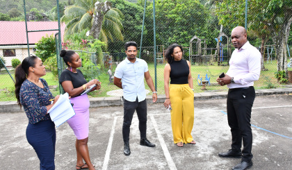 Sports Minister Kalsey Belle visits sports facilities in districts – West region
